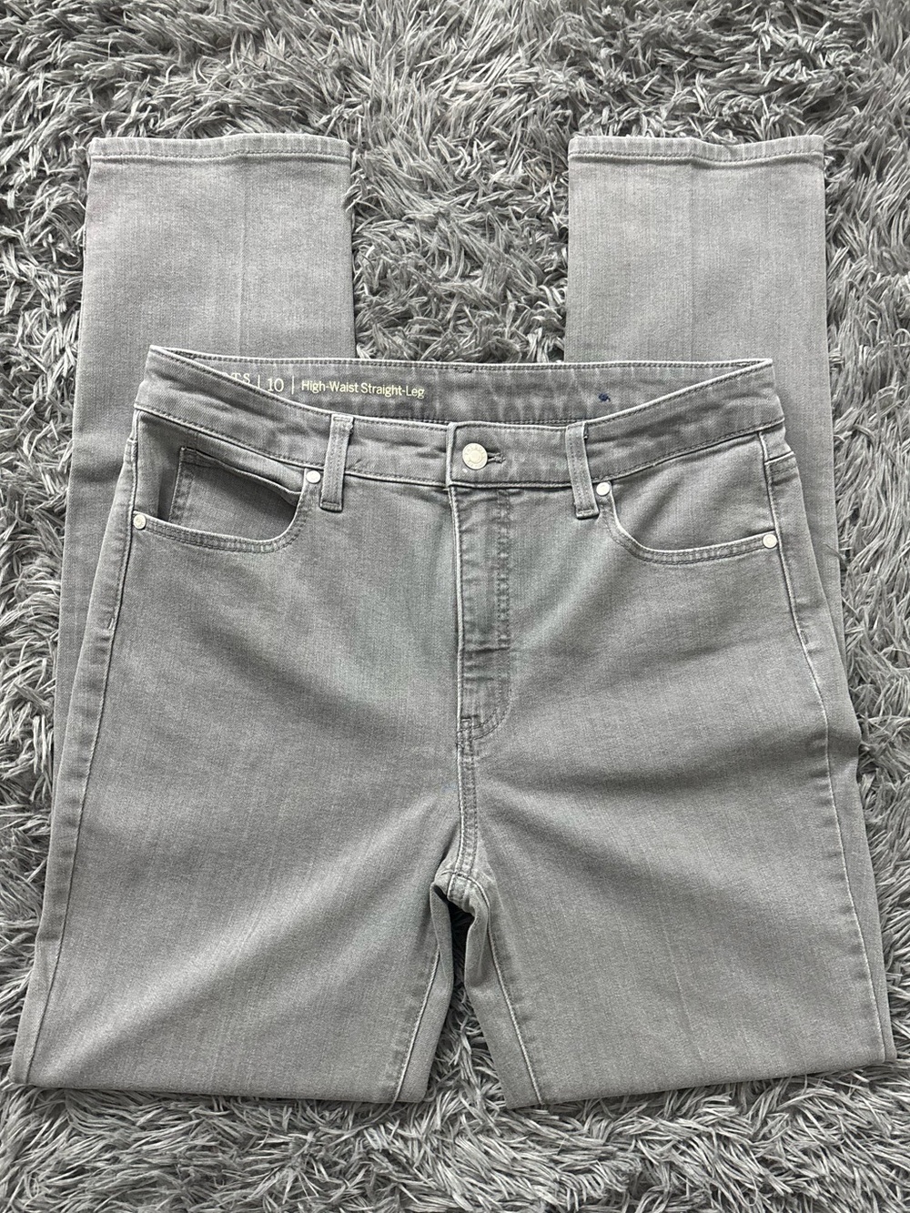 Talbots Flawless High-Rise Straight Leg Denim Jeans - Gray Woman 10